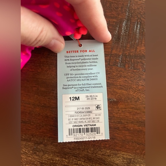 Cat & Jack Bright Pink Swimsuit with Ruffles - Picture 3 of 3